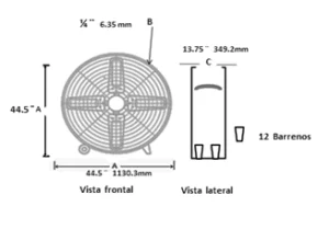 Ventilador Industrial Tipo Tambor 42 pulgadas - Imagen 3