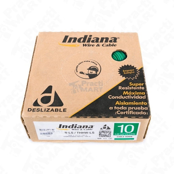 Cable calibre 10 THW 600v verde Indiana