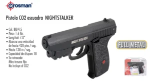 Pistola C02 escuadra NIGHTSTALKER 4.5 municion PFM520