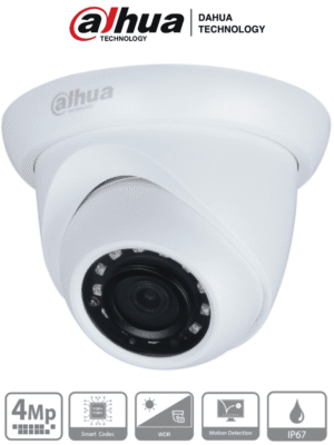 Camara IP Domo de 4 Megapixeles Lente de 2.8 mm  93 Grados de Apertura IP67 Dahua