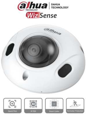 Camara IP Domo Antivandalica de 2 MP 2.1mm WizSense AI SSA IP67 PoE Ik10 Dahua