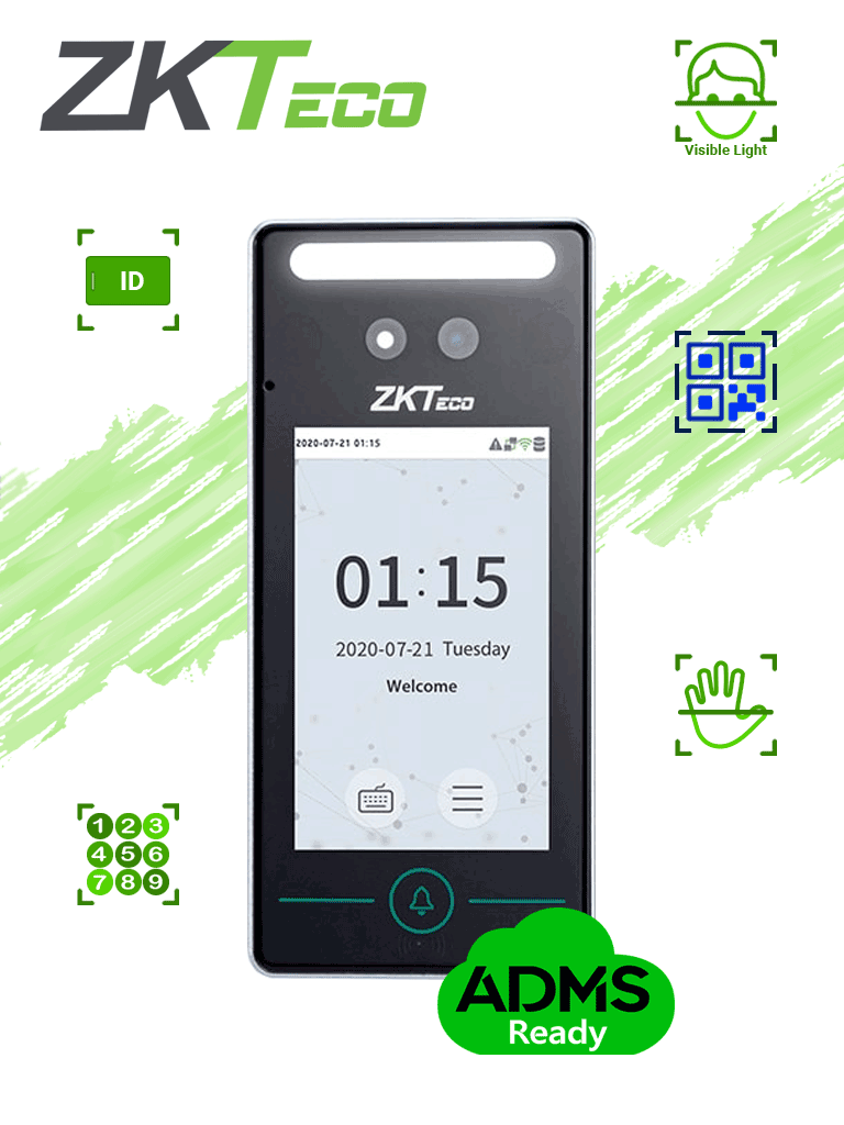 Terminal de Control de Acceso Facial 800 Rostros 800 Palmas 1000 tarjetas Zkteco