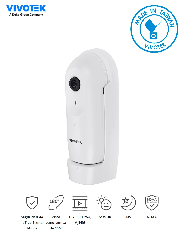 C?mara IP Panor?mica para interior, 2 MP WDR Pro, Visi?n 180?, Ciberseguridad Trend Micro Vivotek
