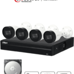 DAHUA KITNVR1104HS-P+4C1TB- Kit IP de 4 Canales de 2MP/ NVR con 4 Puertos PoE/ Disco Duro de 1TB/ 4 Camaras Bullet de 2 Megapixeles con IR de 30 Metros/ Exterior (IP67)/ Incluye Disco Duro de 1 TB/