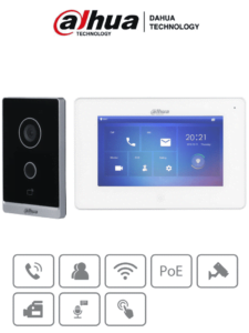 DAHUA KTW01 - Kit de Videoportero WiFi/ Monitor con Pantalla de 7"/ 6 Entradas de Alarmas/ 8 Zonas de Alarma Inal?mbricas/ Ranura MicroSD/ Graba y Captura Im?genes/ Camara de 2MP con WDR Real e IR/ Controla 2 Puertas/ Apertura con Tarjeta/