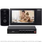 DAHUA KITKTP02 - Kit de Videoportero IP/ Monitor de 7 Pulgadas con Memoria Embebida de 8 GB/ 6&1 E&S de Alarma/ Frente de Calle IP65/ Apertura Remota/ Soporta Apertura Remota y con Tarjetas Mifare (IC Card)/ Switch de 4 Puertos PoE 10/100/